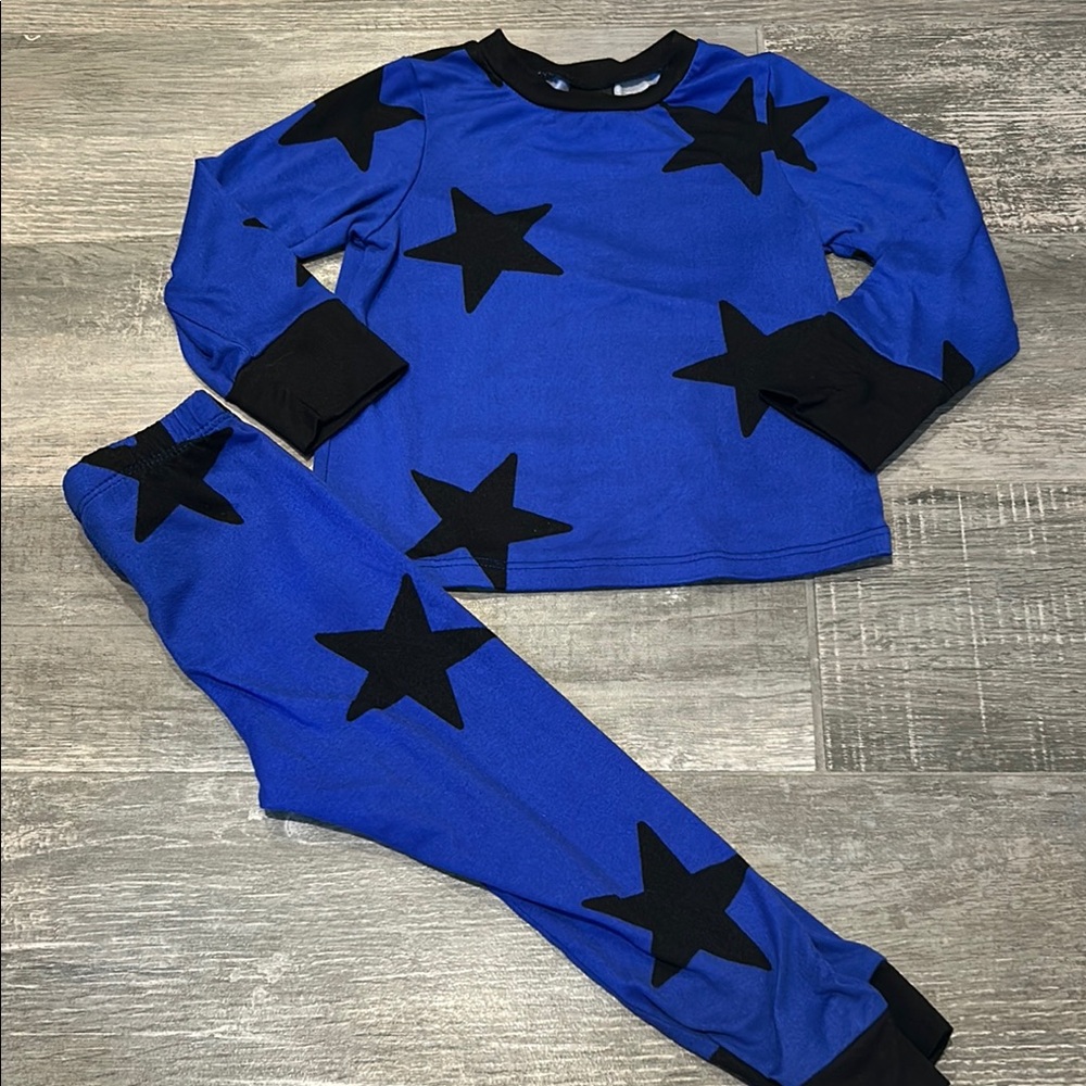 Pixie Lane Blue with Black Star Design and Accents Lounge Set